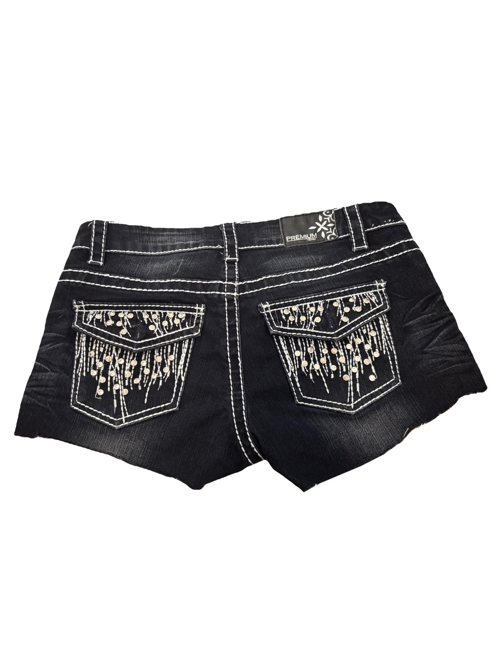 Premium Embellished Black Denim Short Shorts